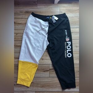 Polo by Ralph Lauren Men' Two-Tone Joggers in Black, White, and Yellow MENS